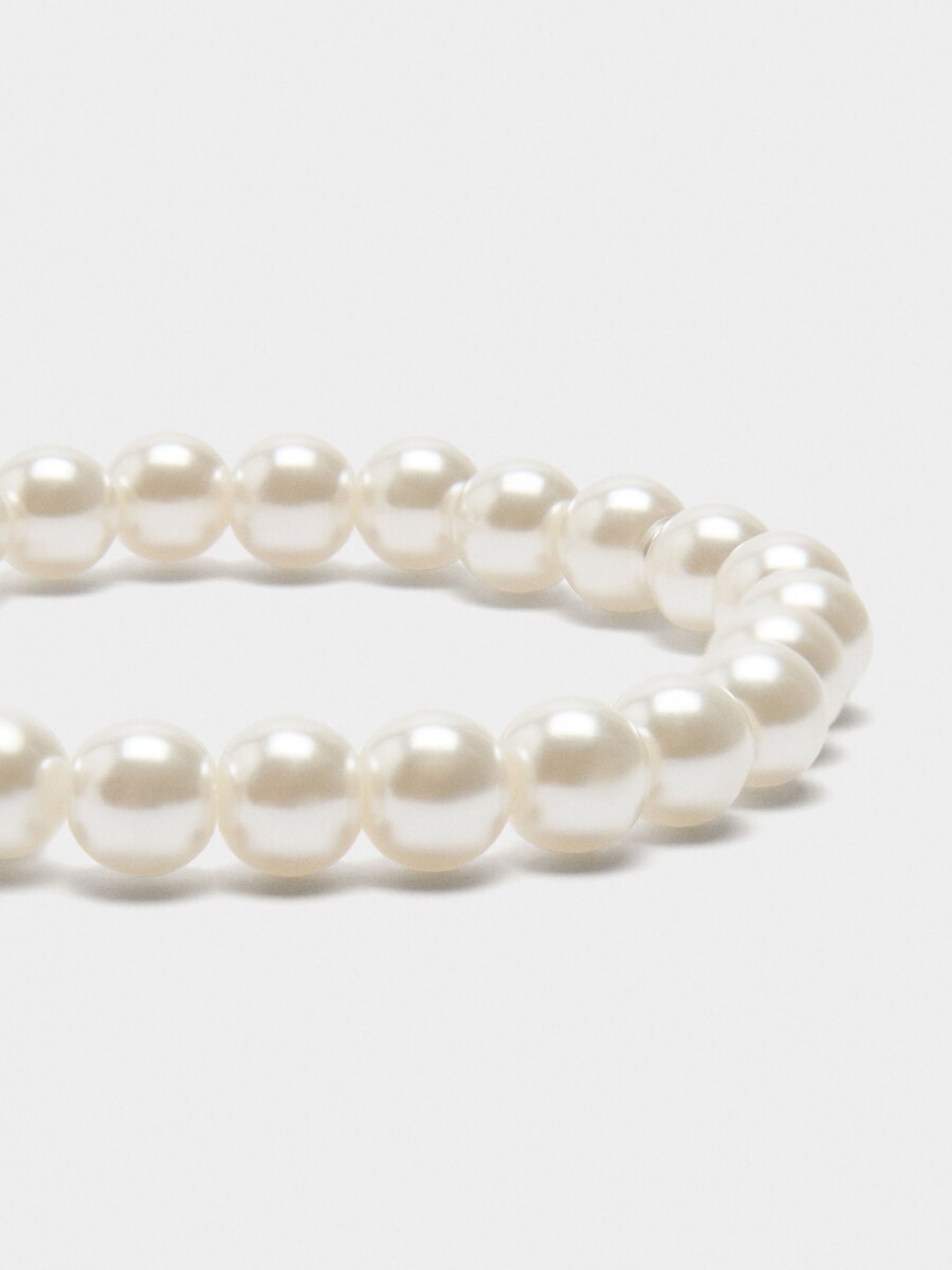 Pulsera Elástica De Perlas blanco
