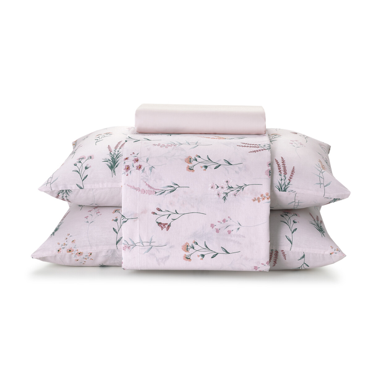 Juego Sábanas Queen Size Dohler 150 Hilos 100% Algodón - Flores Lila 