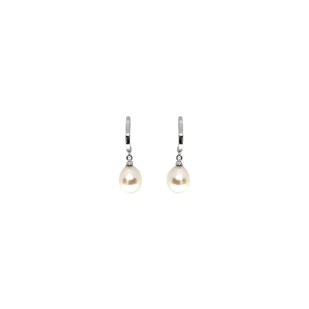 Caravanas - medio aro en oro blanco 18k con perlas 