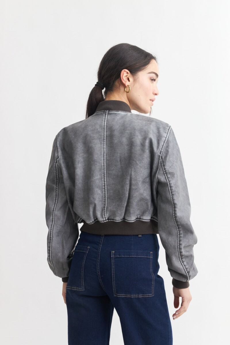 Campera bomber eco cuero NEGRO