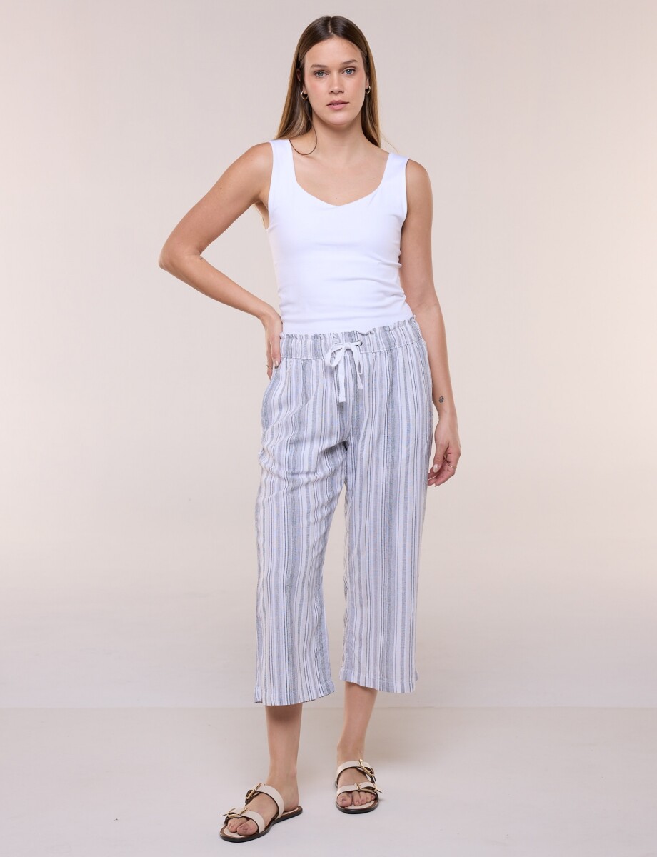 Capri Pull On Lino Con Cordón Ajustable - Multi/gris 