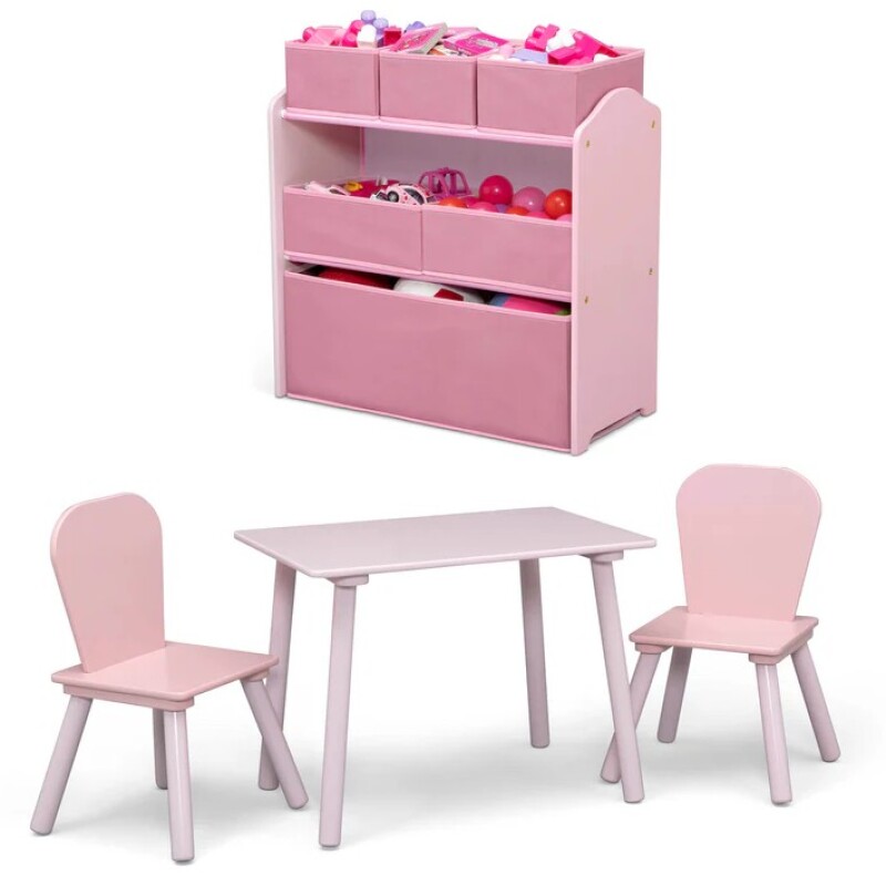 Set juego de mesa y organizador 6 contenedores rosa Set juego de mesa y organizador 6 contenedores rosa