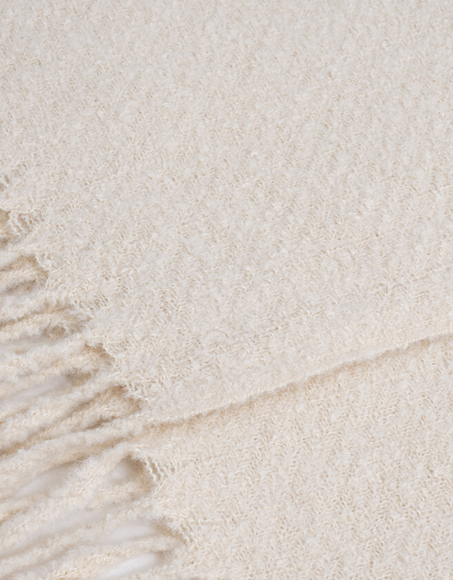 Bufandas Boho Bufanda Jacquard Con Flecos - Blanco Crudo