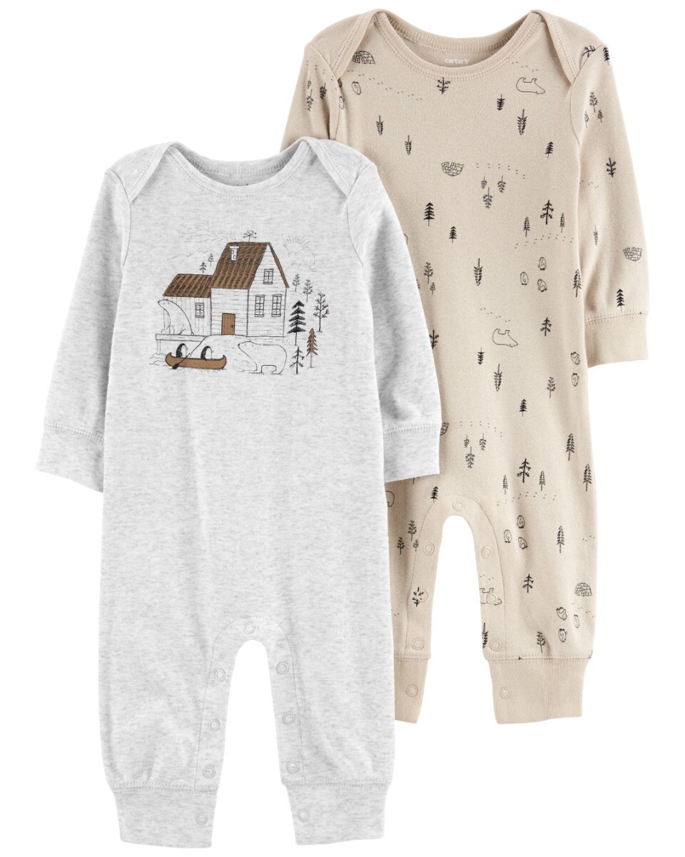 Pack dos mamelucos de algodón estampados 