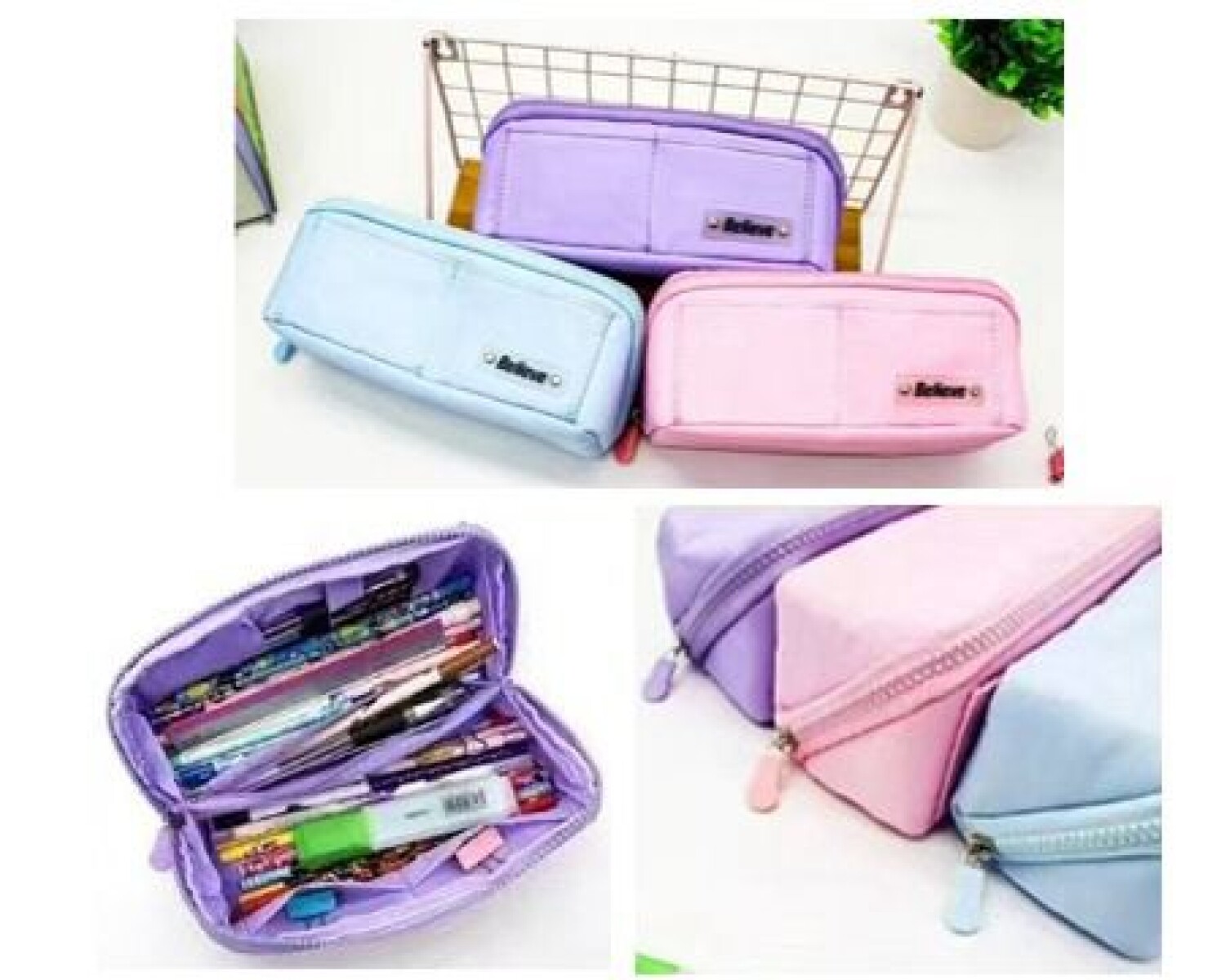 CARTUCHERA CON CIERRE REPARTICIONES COLORES SURTIDOS 