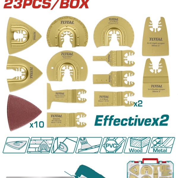 Set de 23 piezas, para la multifuncion + maletin total TAKTMT2301 Set de 23 piezas, para la multifuncion + maletin total TAKTMT2301
