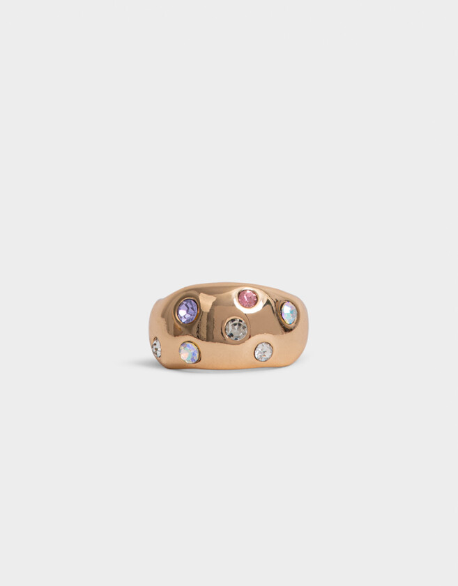 Anillos Medianos y Grandes Con strass multicolor Anillo Con Strass Multicolor - Dorado