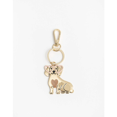 Llavero Perro Salchicha Metalico Dorado
