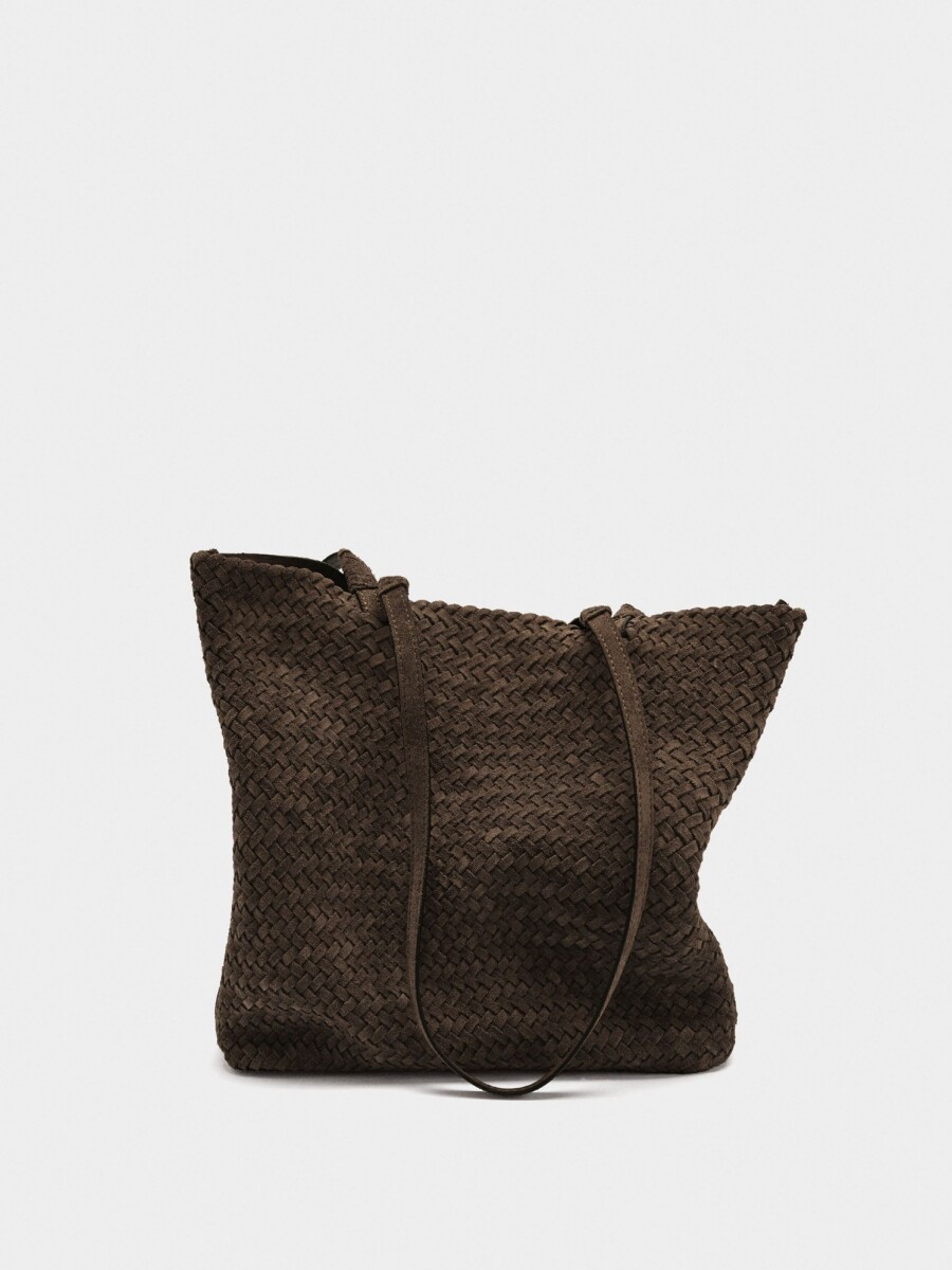 Bolso Shopper De Piel Trenzada marron