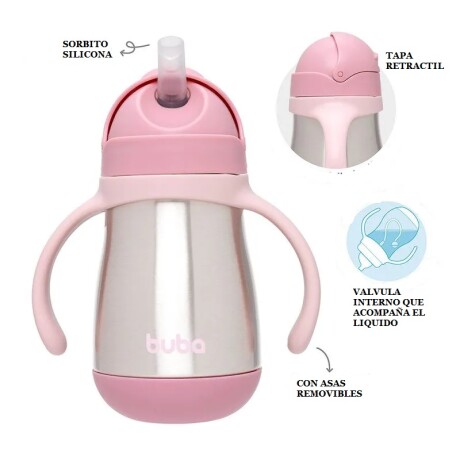 Vaso térmico con asas antiderrame rosa
