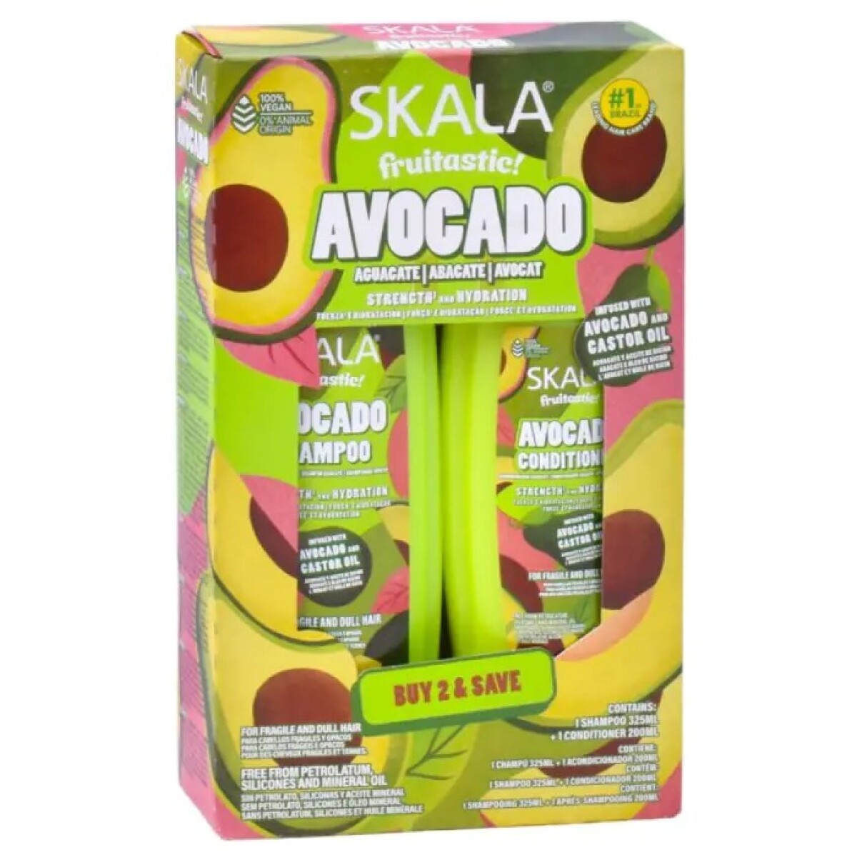 Pack Skala 100% Vegano Shampoo 325 ml + Aco 325 ml - Avocado Aguacate 