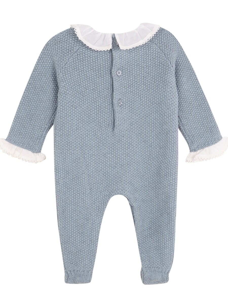 Pelele Con Cuello Volante Azul Nuevo Melange