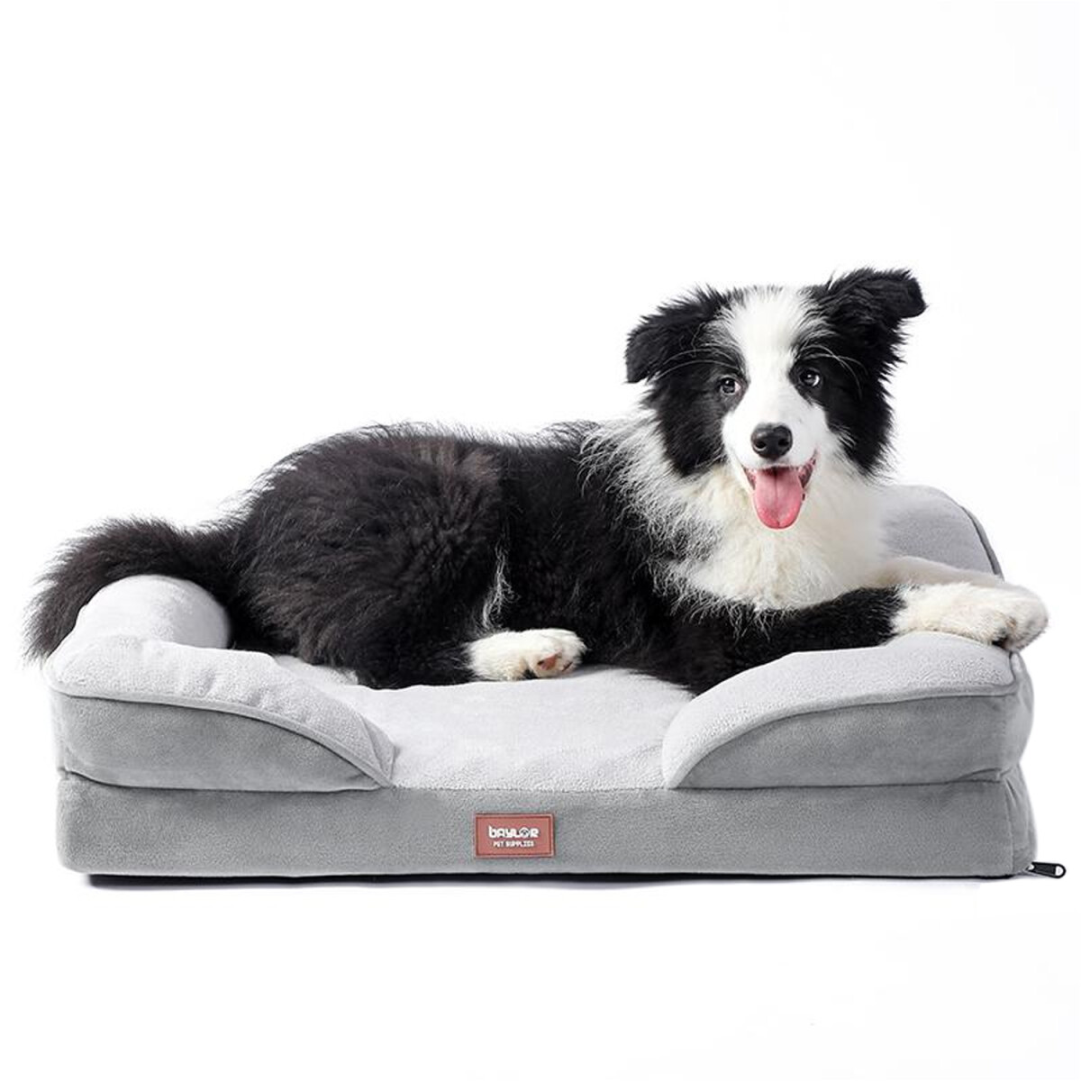 Cama Baylor Cucha Mediana Acolchonada de Felpa p/ Perro Gato - Gris 