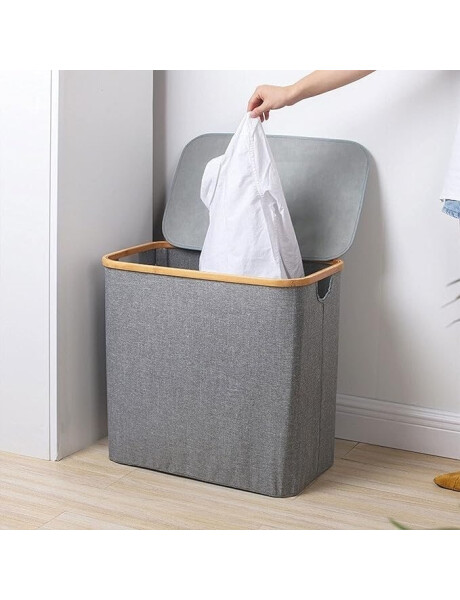 CESTO C/TAPA 53X33X51CM BAMBOO/CANVAS NAT/GRIS CESTO C/TAPA 53X33X51CM BAMBOO/CANVAS NAT/GRIS