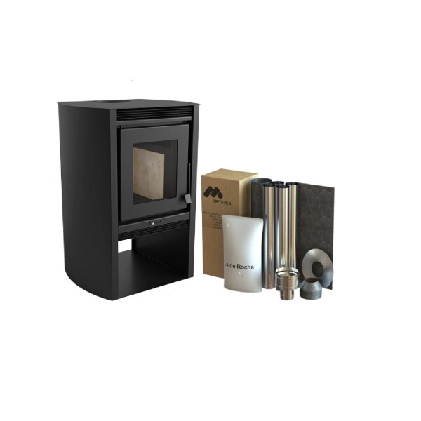 Calefactor a Leña Doble Combustión 690GF 75m² con Kit para Techo Metávila Calefactor a Leña Doble Combustión 690GF 75m² con Kit para Techo Metávila