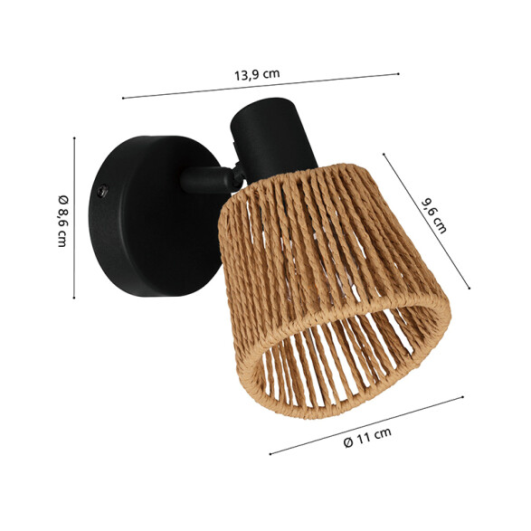 Aplique acero negro E14 c/pantalla de papel EG6160