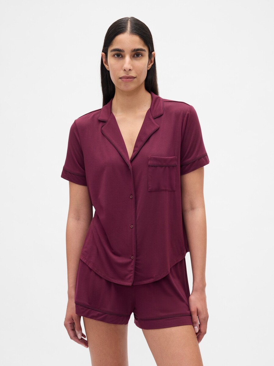 MODAL SS PIPING TOP - TUSCAN RED 