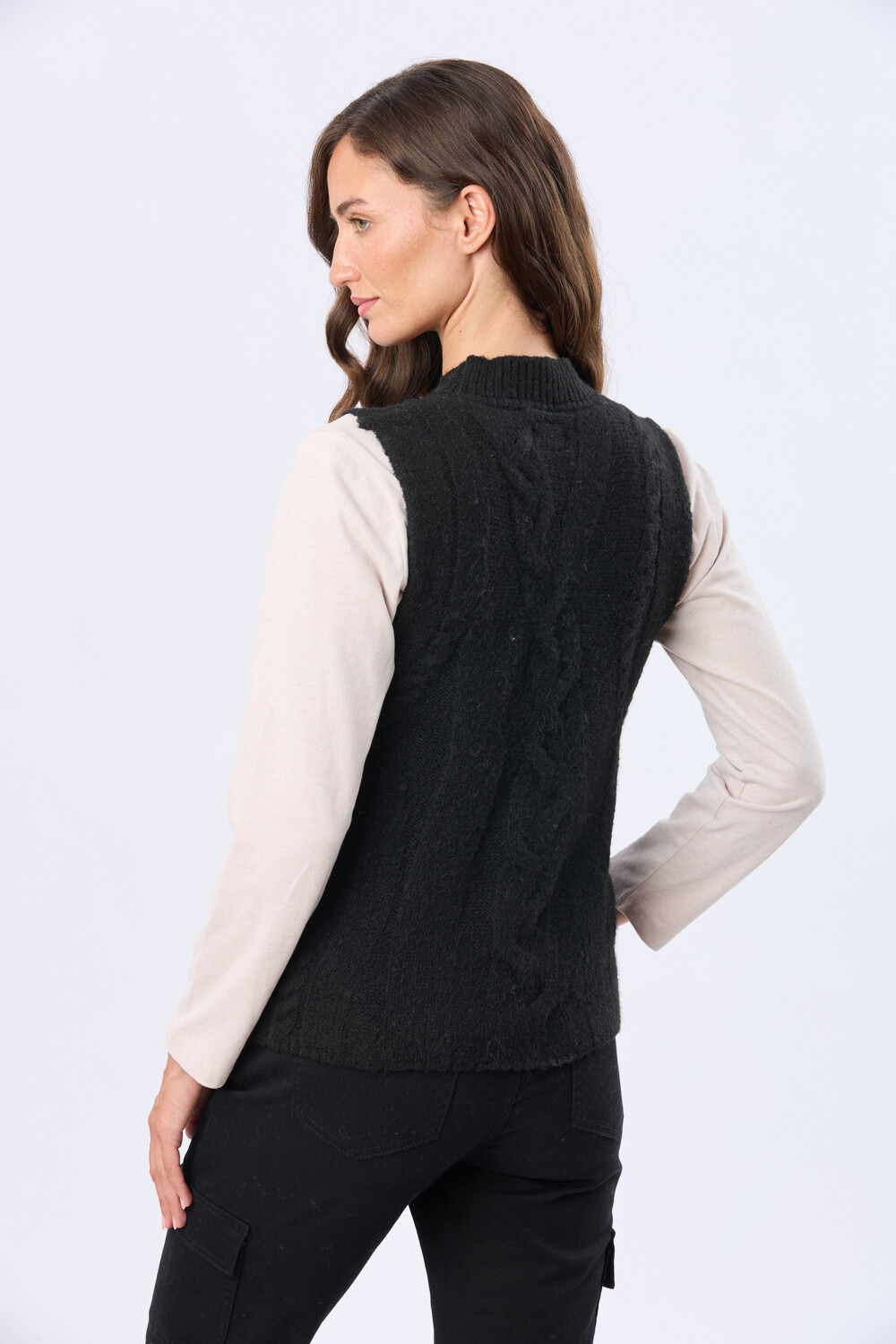 CHALECO TEJIDO DE ABRIGO Negro