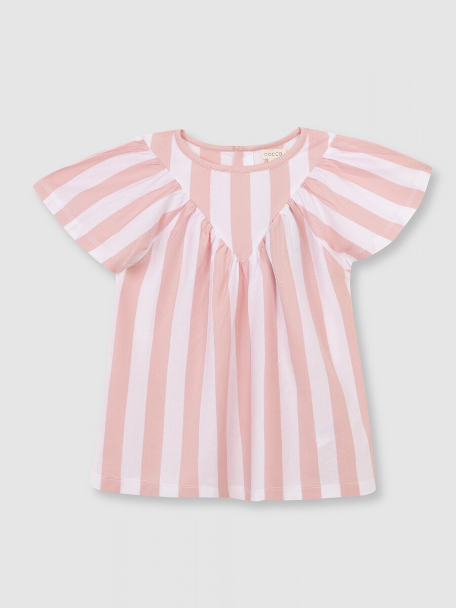 Camiseta De Rayas Rosa
