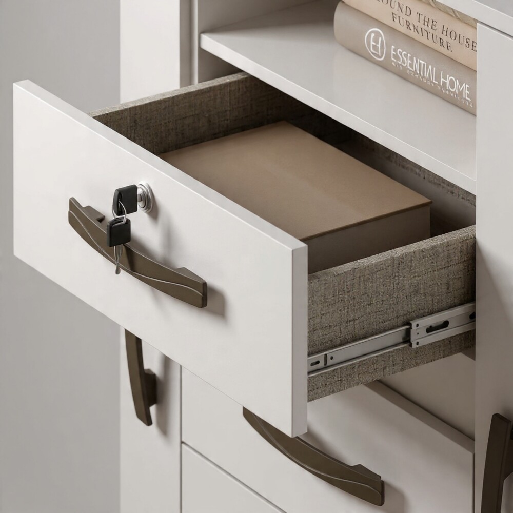 CÓMODA CAJONERA GUARDARROPA 4 CAJONES 2 PUERTAS CON LLAVE BLANCO