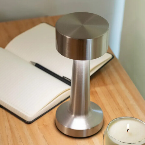 Lámpara de mesa LED inalámbrica 2W plateado USB-C IX5011