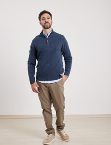 470415 SWEATER MEDIO CIERRE HARRINGTON URBAN Azul Melange