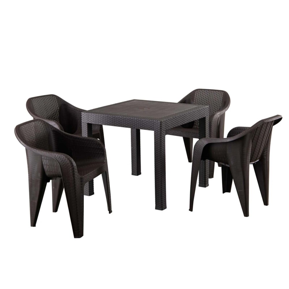 SET DE COMEDOR EXTERIOR POLIPROPILENO MARRON TURIM