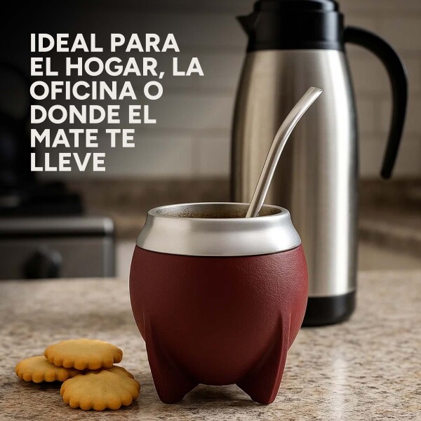 Mate Clásico de Acero Inoxidable Diseño Clásico Duradero Color Bordo
