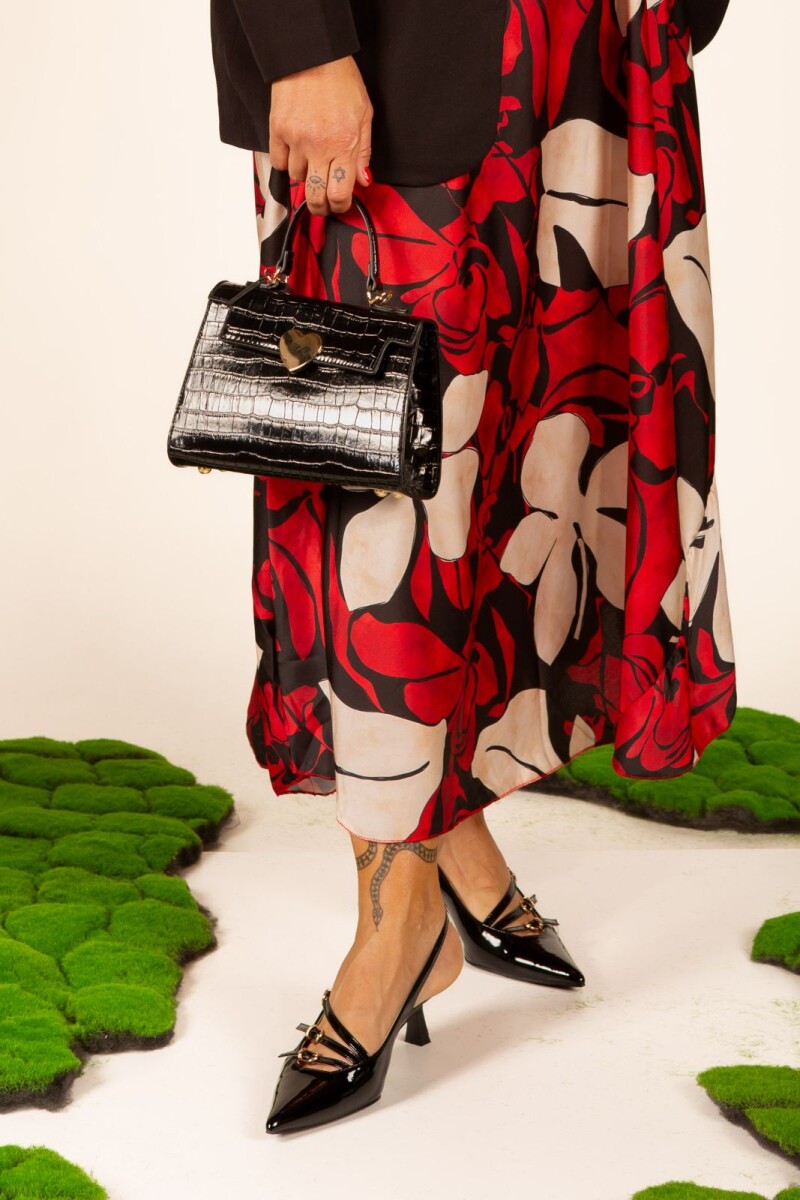 Cartera corazón charol - Negro 