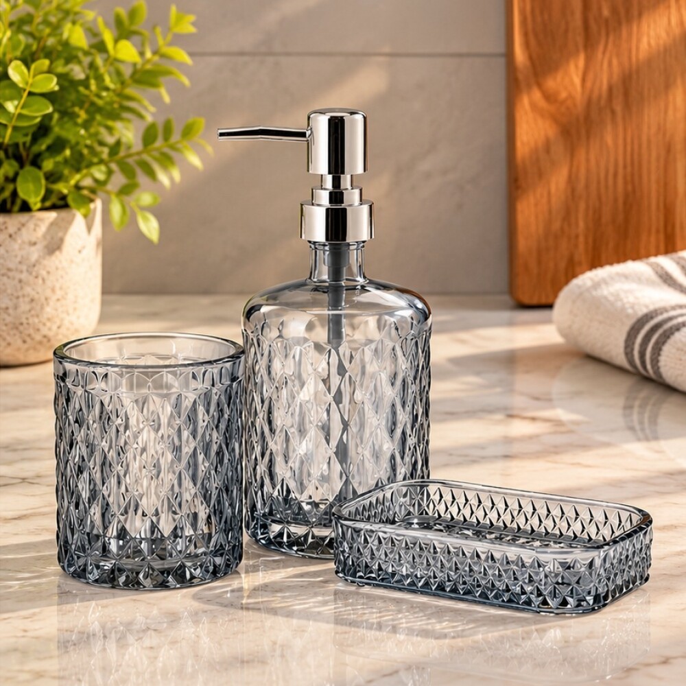 Set baño 3 piezas vidrio DMD-CRS-3BTH HO Set baño 3 piezas vidrio DMD-CRS-3BTH HO