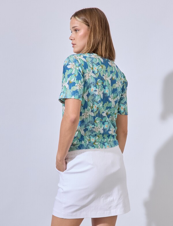 Blusa Plisada Print MULTI/VERDE