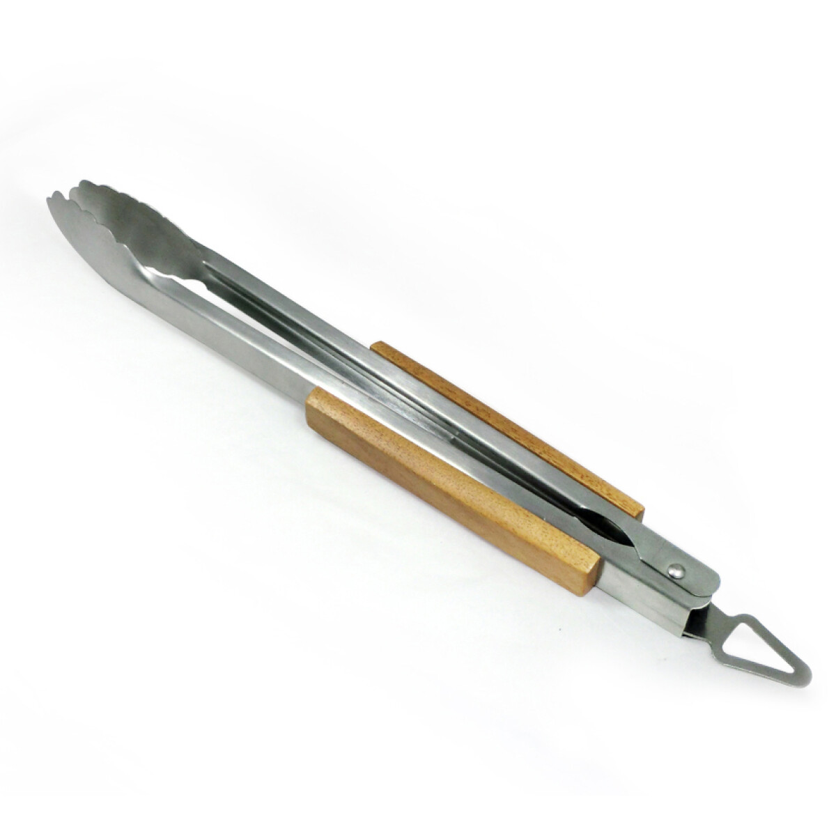 PINZA PARA ASADO ACERO INOXIDABLE MANGO MADERA. 46CM 