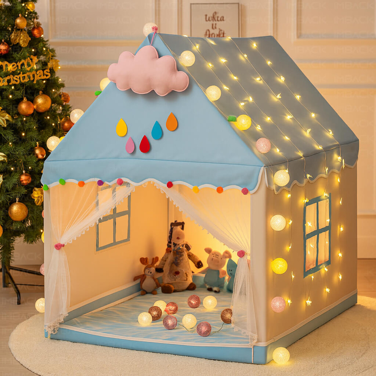 Carpa Casita Para Niños Chicos Casa Ventana Tipi Plegable Imback Color Celeste 