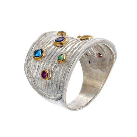 Anillo de plata 925, double en oro 18 ktes y circonias. Anillo de plata 925, double en oro 18 ktes y circonias.