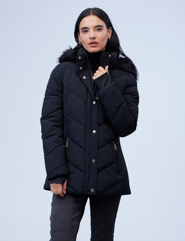 Campera Abrigo Faux Fur NEGRO