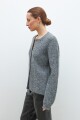 Cardigan bordado con canutillos gris melange