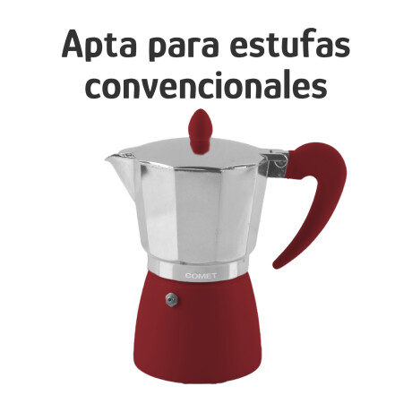 Cafetera Italiana Comet 6 Tazas Aluminio Mango Ergonómico Bordó