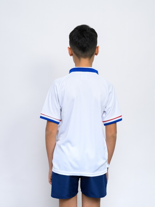Remera Polo CNdeF Train Licencias Junior Blanco, Azul Royal, Rojo