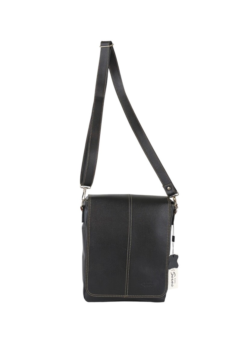 Morral con solapa mediano Negro