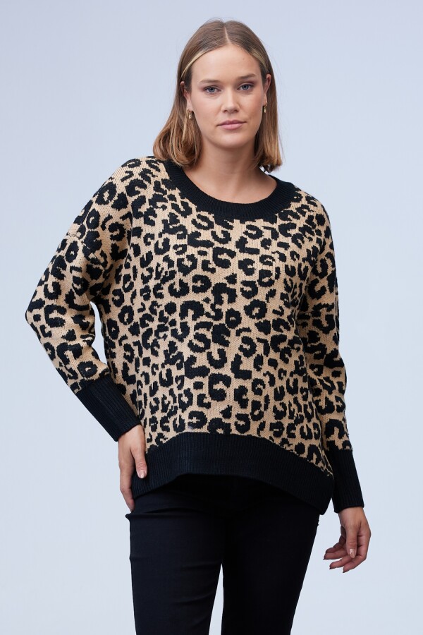 Buzo Animal Print NEGRO/BEIGE