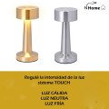 Lampara De Mesa De Luz Led Recargable Con Diseño De Cilindro Plateado