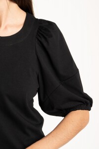 Remera Algodón Manga Globo Negro