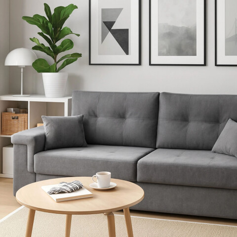 Sofá Sillón Amsterdam 3 Cuerpos Cobertura en Lino - Gris Sofá Sillón Amsterdam 3 Cuerpos Cobertura en Lino - Gris