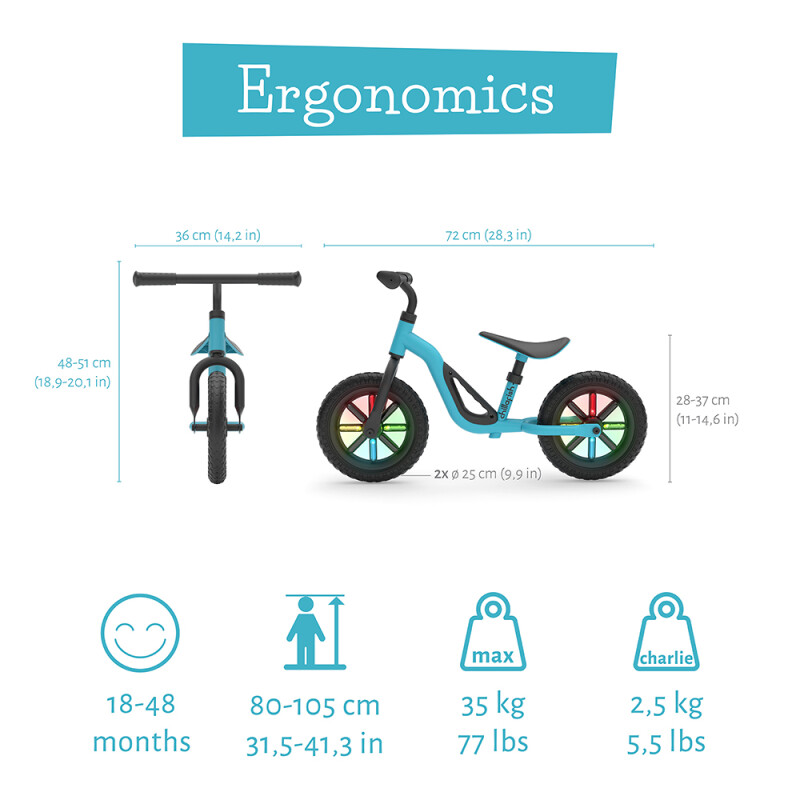 Bicicleta De Equilibro con luces 10´ +18 Meses Celeste