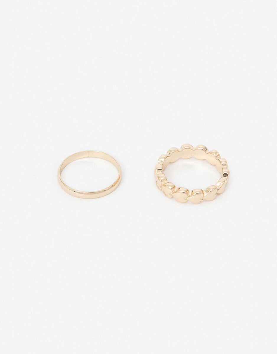 Set Anillos Metal Corazón - Dorado 