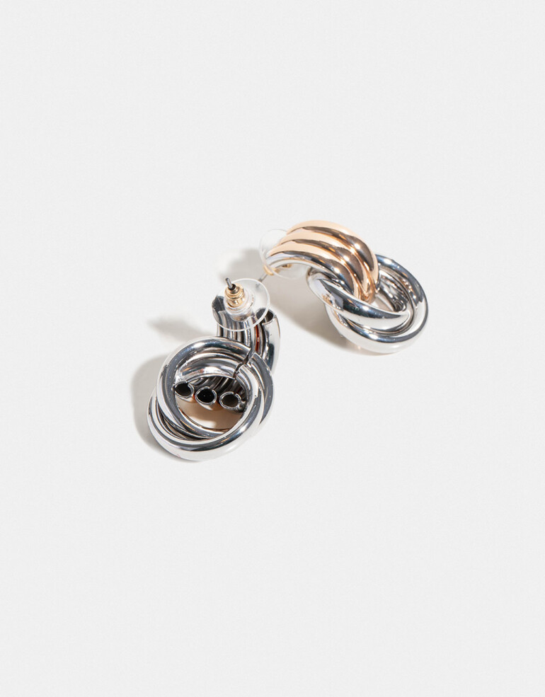 Aros Colgantes Cortos Metal Aros Con Arandelas - Combinacion Bicolor