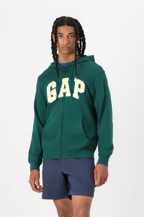 Buzo Canguro Con Cierre Sin Felpa Logo Gap Hombre Rain Forest 19-5232 Tc