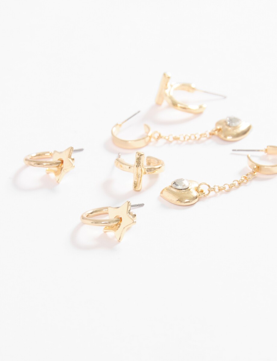 Set de caravanas largas dije cora - dorado 