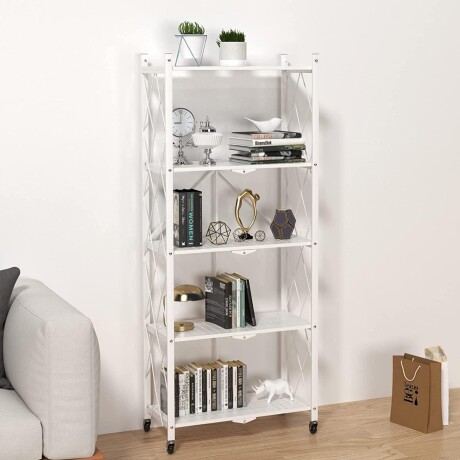 Nuevo Estantería Plegable 5 Pisos Con Ruedas 1,62 Cm Estantería blanca