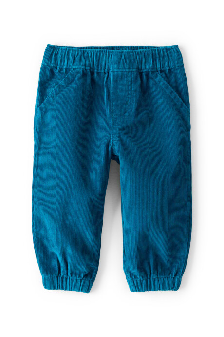 Set dos piezas, pantalón de pana azul y buzo de algodón, diseño fair isle Sin color